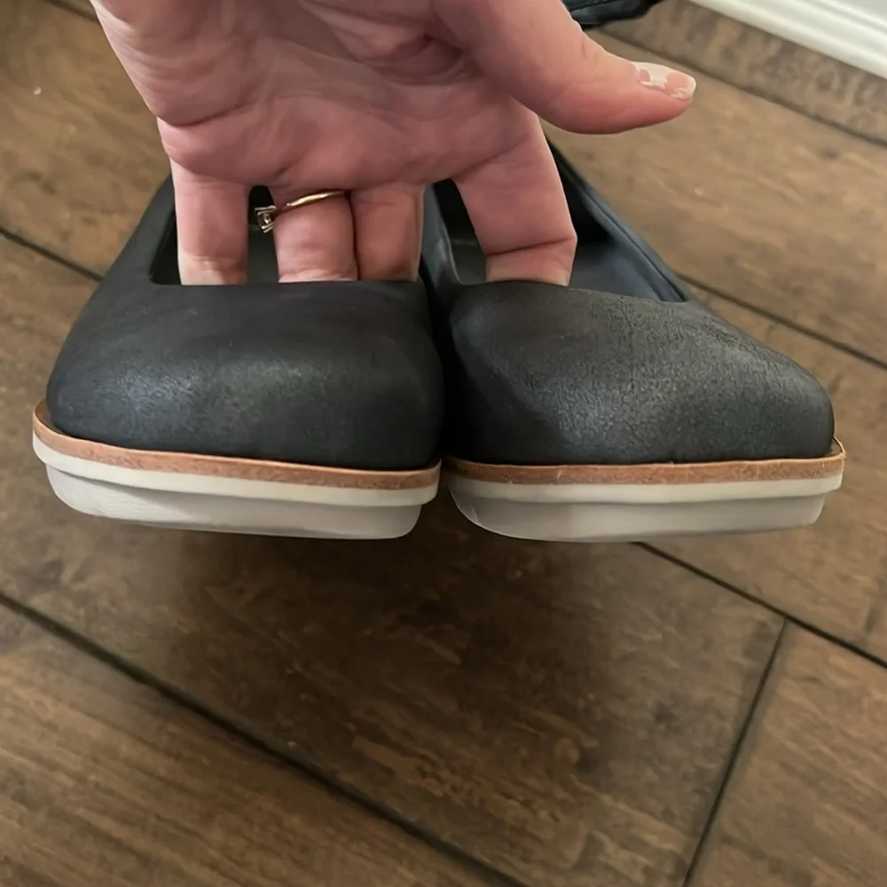 Dansko Black Leather Wedge Mary Janes with White Soles